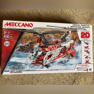 Meccano Maker System Aerial Rescue Helicopter Set - Red and Silver